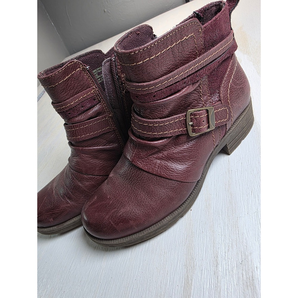 Earth Origins Randi Roland Merlot Leather Ankle Boots Burgundy 9M Western Boho